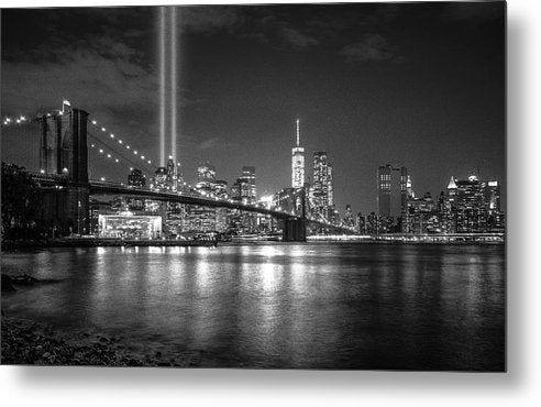 Light Beams in the Place of Twin Towers / Art Photo - Metal Print