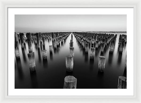 Monochrome, Sea / Art Photo - Framed Print