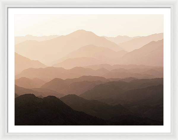 Mountains of Wadi Shawka at Sunrise, Al Hajar Mountain Range, United Arab Emirates / Art Photo - Framed Print