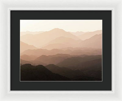 Mountains of Wadi Shawka at Sunrise, Al Hajar Mountain Range, United Arab Emirates / Art Photo - Framed Print