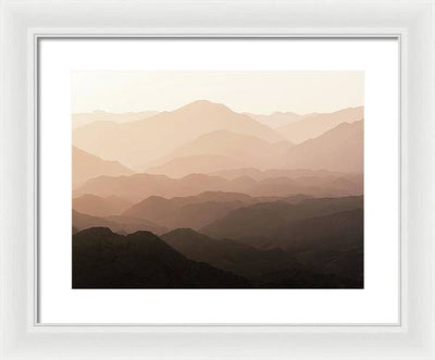 Mountains of Wadi Shawka at Sunrise, Al Hajar Mountain Range, United Arab Emirates / Art Photo - Framed Print