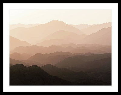 Mountains of Wadi Shawka at Sunrise, Al Hajar Mountain Range, United Arab Emirates / Art Photo - Framed Print