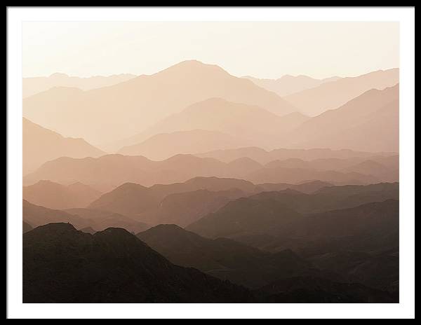 Mountains of Wadi Shawka at Sunrise, Al Hajar Mountain Range, United Arab Emirates / Art Photo - Framed Print