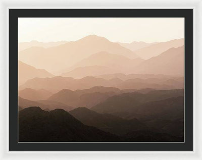 Mountains of Wadi Shawka at Sunrise, Al Hajar Mountain Range, United Arab Emirates / Art Photo - Framed Print