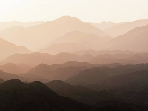 Mountains of Wadi Shawka at Sunrise, Al Hajar Mountain Range, United Arab Emirates / Art Photo - Art Print