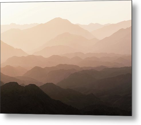 Mountains of Wadi Shawka at Sunrise, Al Hajar Mountain Range, United Arab Emirates / Art Photo - Metal Print