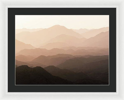 Mountains of Wadi Shawka at Sunrise, Al Hajar Mountain Range, United Arab Emirates / Art Photo - Framed Print