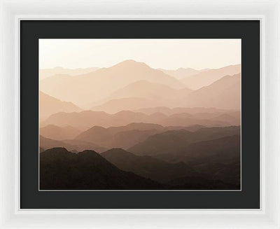 Mountains of Wadi Shawka at Sunrise, Al Hajar Mountain Range, United Arab Emirates / Art Photo - Framed Print