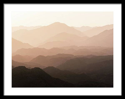 Mountains of Wadi Shawka at Sunrise, Al Hajar Mountain Range, United Arab Emirates / Art Photo - Framed Print