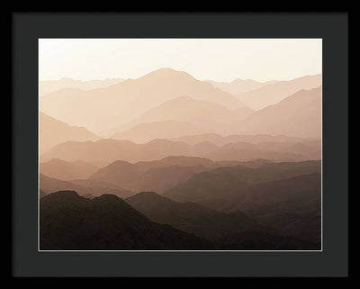 Mountains of Wadi Shawka at Sunrise, Al Hajar Mountain Range, United Arab Emirates / Art Photo - Framed Print