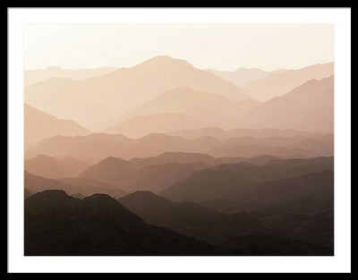 Mountains of Wadi Shawka at Sunrise, Al Hajar Mountain Range, United Arab Emirates / Art Photo - Framed Print