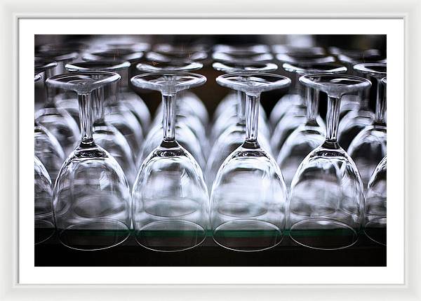 Multiple Crystal Wine Glass Array / Art Photo - Framed Print