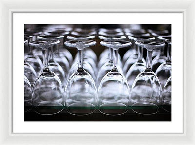 Multiple Crystal Wine Glass Array / Art Photo - Framed Print