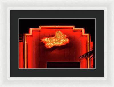 Neon sign of the Boulevard Hotel, Miami / Art Photo - Framed Print