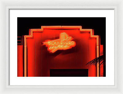 Neon sign of the Boulevard Hotel, Miami / Art Photo - Framed Print