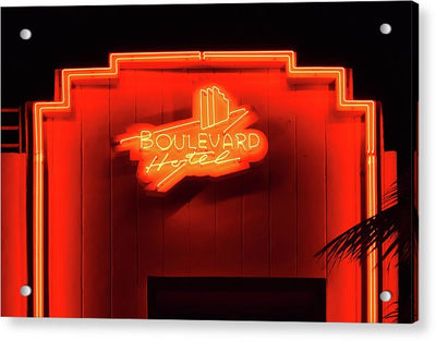 Neon sign of the Boulevard Hotel, Miami / Art Photo - Acrylic Print