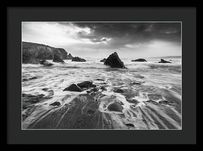 Rock, Sand and Foam / Art Photo - Framed Print