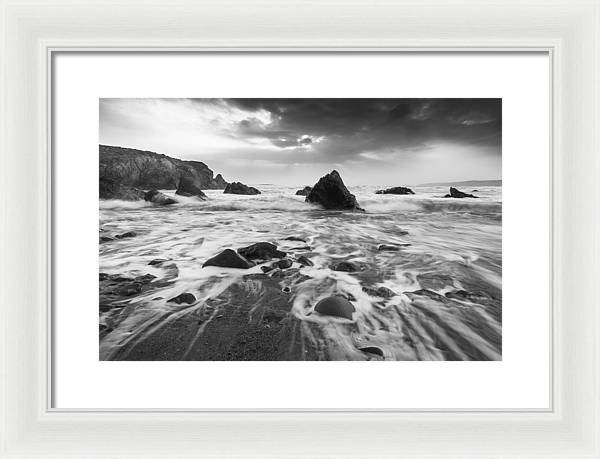 Rock, Sand and Foam / Art Photo - Framed Print