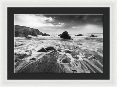 Rock, Sand and Foam / Art Photo - Framed Print