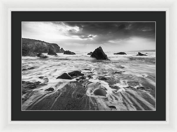 Rock, Sand and Foam / Art Photo - Framed Print