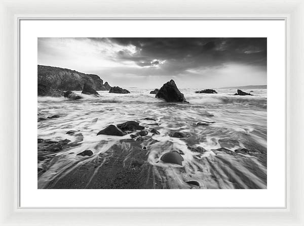 Rock, Sand and Foam / Art Photo - Framed Print