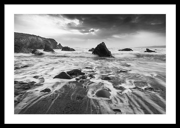 Rock, Sand and Foam / Art Photo - Framed Print