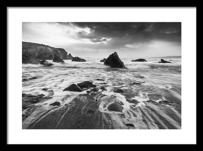 Rock, Sand and Foam / Art Photo - Framed Print