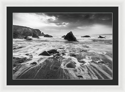 Rock, Sand and Foam / Art Photo - Framed Print