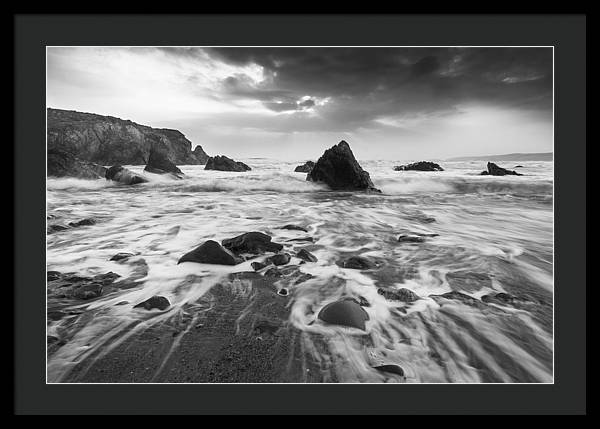 Rock, Sand and Foam / Art Photo - Framed Print