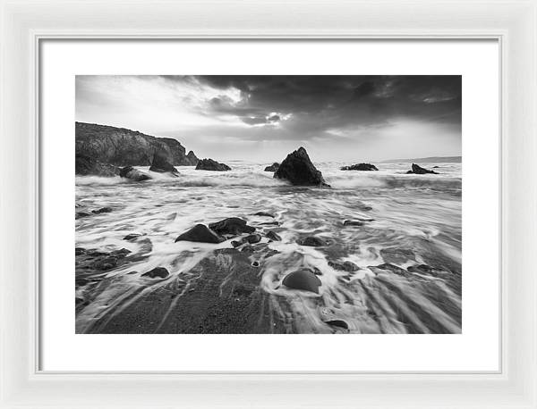 Rock, Sand and Foam / Art Photo - Framed Print