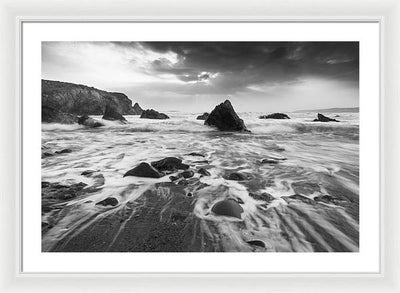 Rock, Sand and Foam / Art Photo - Framed Print