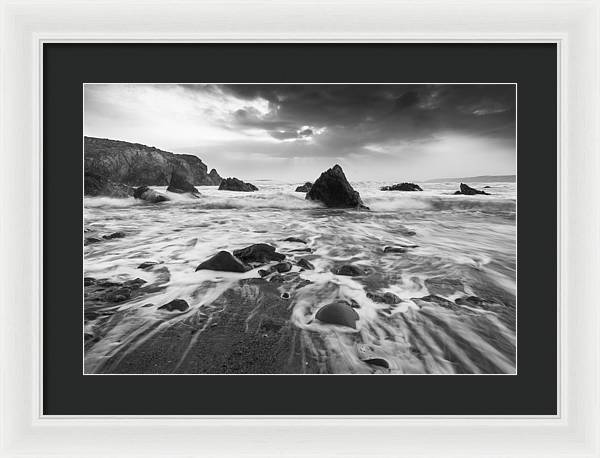 Rock, Sand and Foam / Art Photo - Framed Print