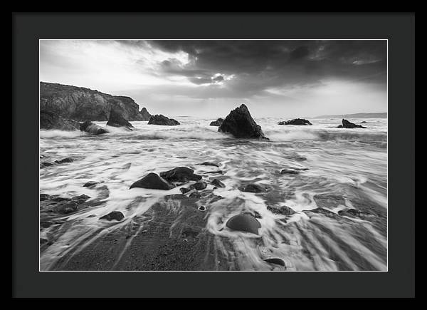 Rock, Sand and Foam / Art Photo - Framed Print