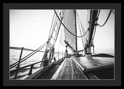 Sail Boat,Monochrome #1 / Art Photo - Framed Print