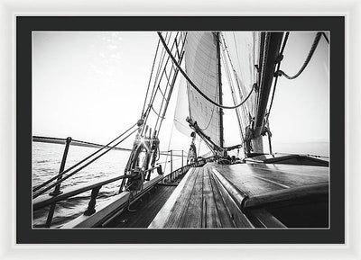 Sail Boat,Monochrome #1 / Art Photo - Framed Print