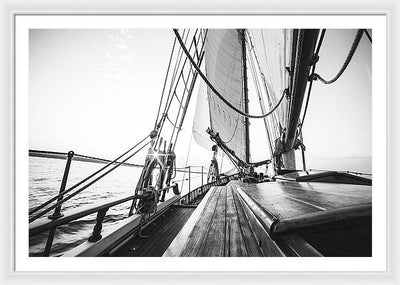 Sail Boat,Monochrome #1 / Art Photo - Framed Print