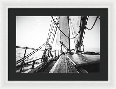 Sail Boat,Monochrome #1 / Art Photo - Framed Print