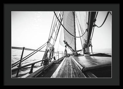 Sail Boat,Monochrome #1 / Art Photo - Framed Print