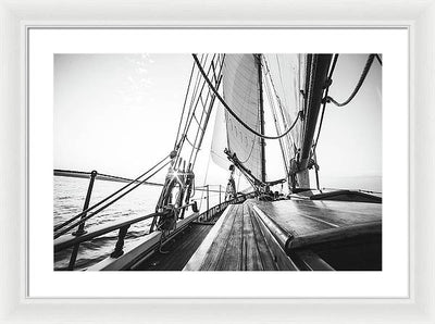 Sail Boat,Monochrome #1 / Art Photo - Framed Print