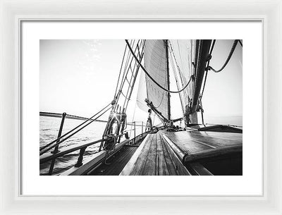 Sail Boat,Monochrome #1 / Art Photo - Framed Print