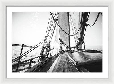 Sail Boat,Monochrome #1 / Art Photo - Framed Print