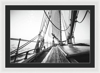 Sail Boat,Monochrome #1 / Art Photo - Framed Print