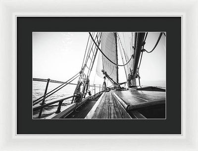 Sail Boat,Monochrome #1 / Art Photo - Framed Print