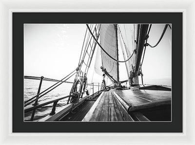 Sail Boat,Monochrome #1 / Art Photo - Framed Print