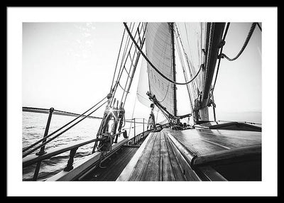 Sail Boat,Monochrome #1 / Art Photo - Framed Print