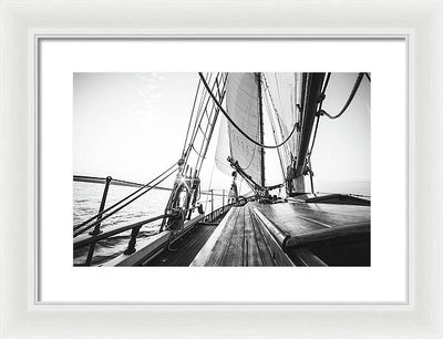 Sail Boat,Monochrome #1 / Art Photo - Framed Print