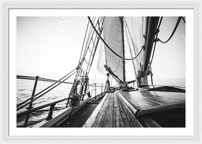 Sail Boat,Monochrome #1 / Art Photo - Framed Print