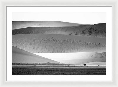 Sand Dunes, Namibia, Black and White #1 / Art Photo - Framed Print