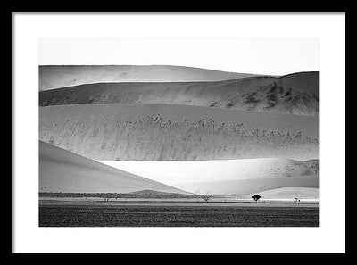 Sand Dunes, Namibia, Black and White #1 / Art Photo - Framed Print