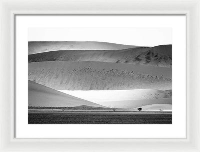 Sand Dunes, Namibia, Black and White #1 / Art Photo - Framed Print